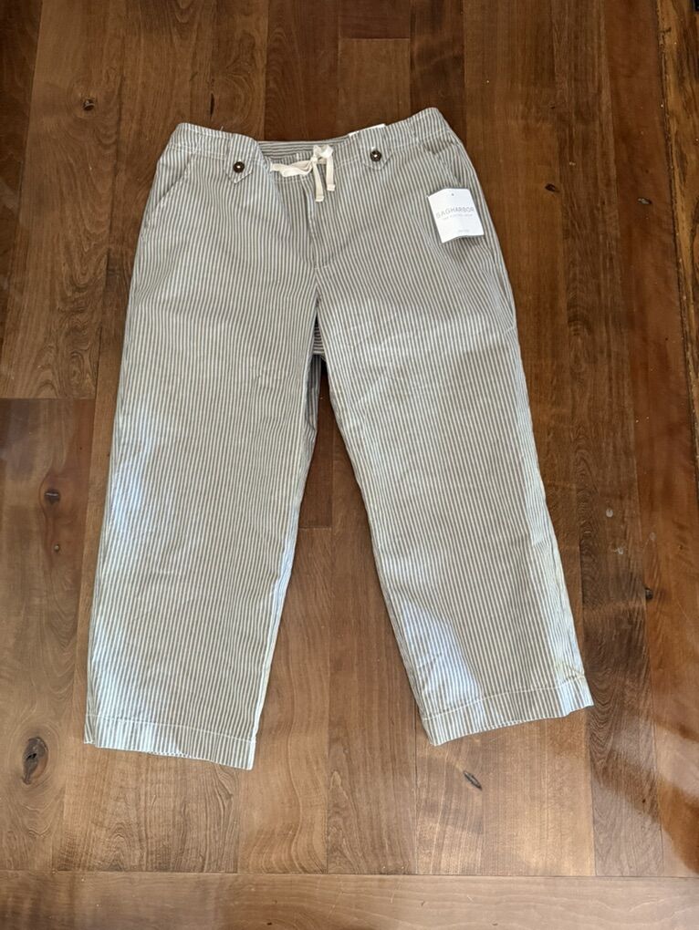 Sag Harbor Tan Striped 8P Capri Pants NEW!