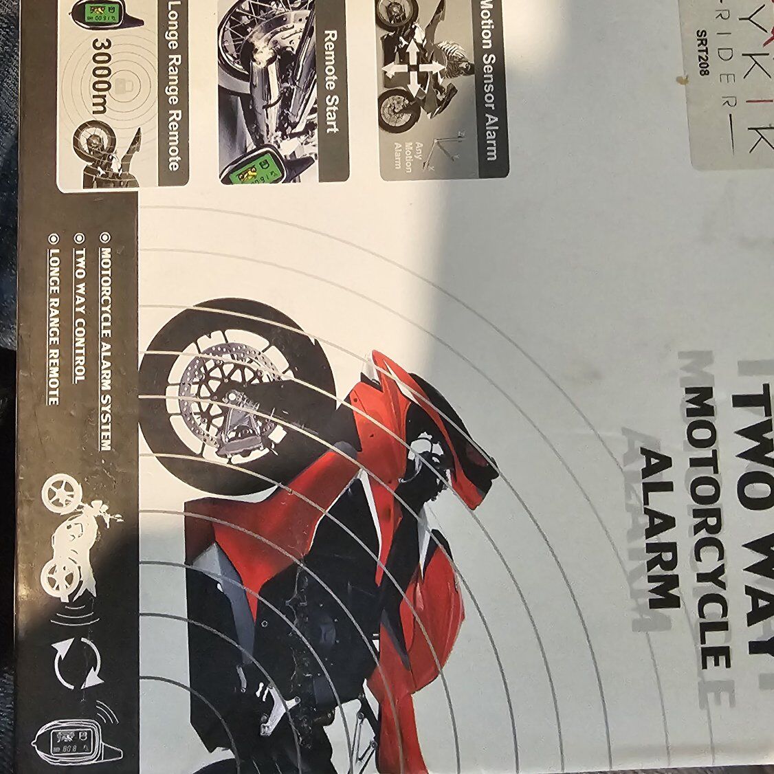 sykik rider srt208 motorcycle alarm, remote start