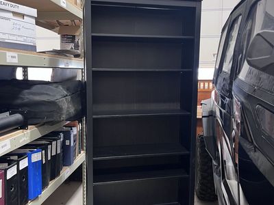 Tall Black Wood Bookcase Shelving Unit with Adjustable Shelves