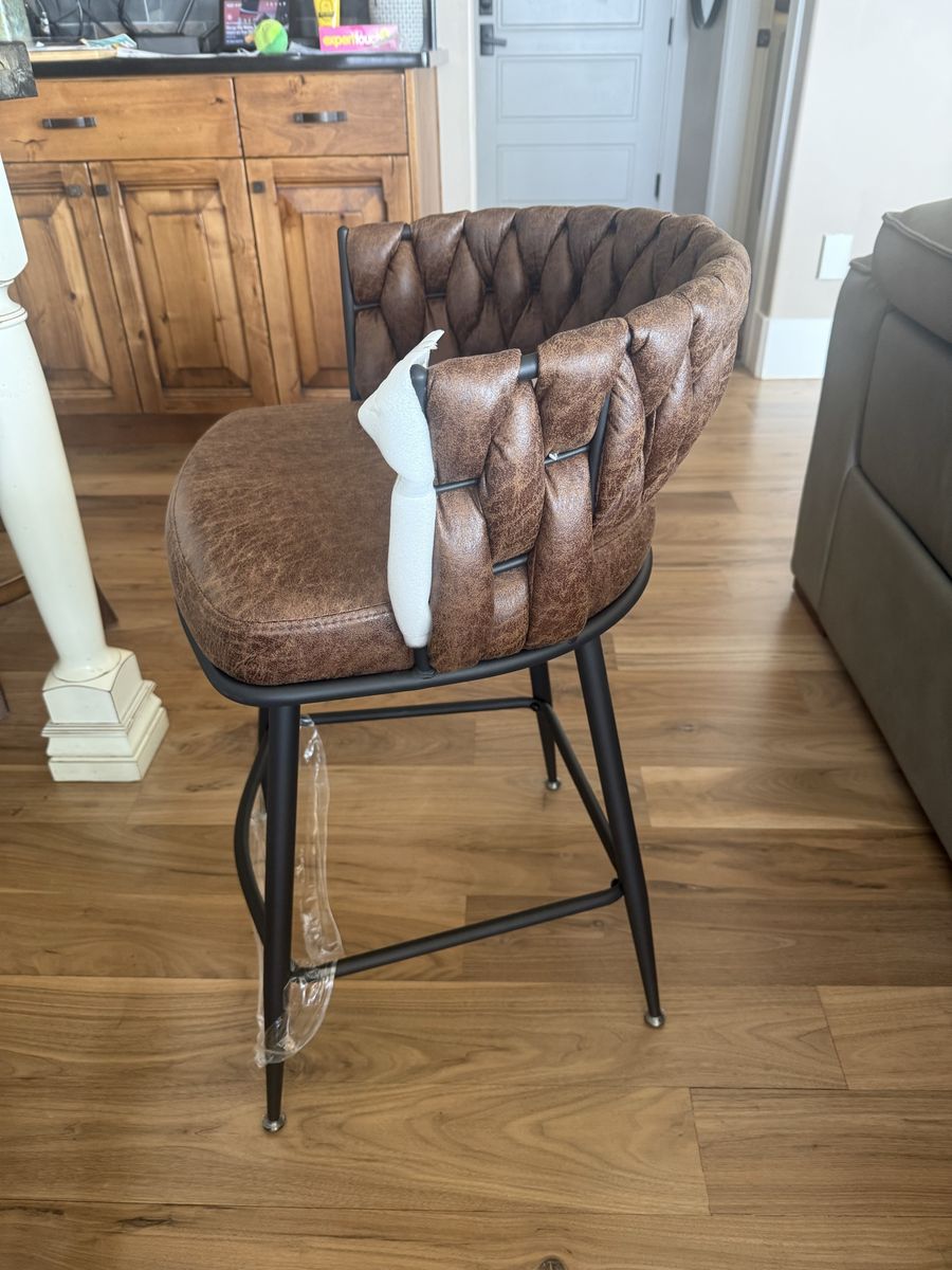 Brown Suede Fabric Barstools