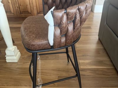 Brown Suede Fabric Barstools