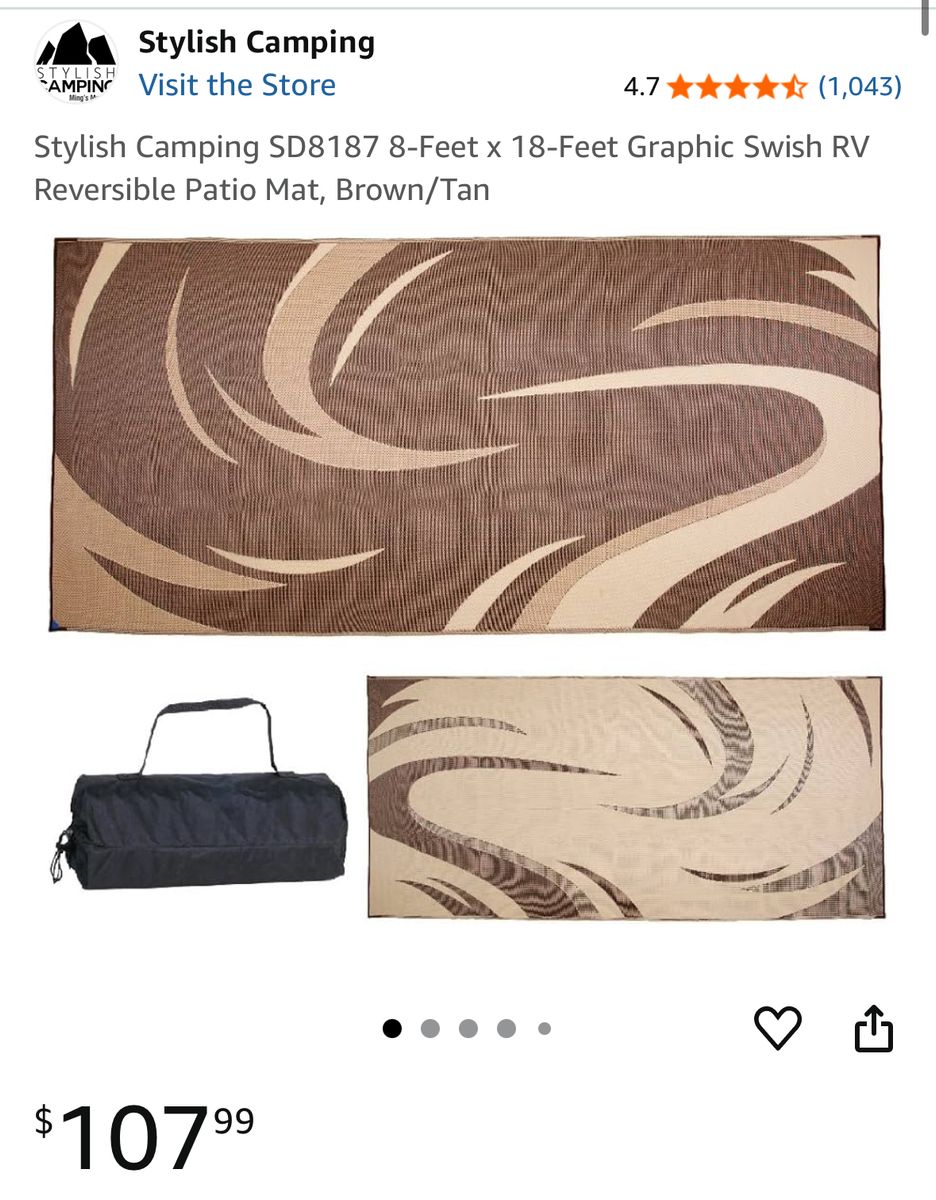 Reversible Camping Mat - RV Camper Rug - Beach Mat