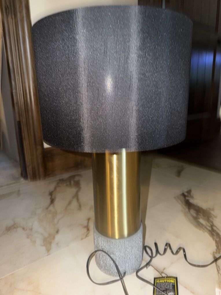 Modern Gold Table Lamp with Black Drum Shade