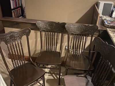 antigue Pressed Wood Dinning Chairs