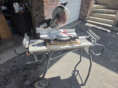 Porter-Cable Miter Saw Mounted on Ridgid Rolling Stand