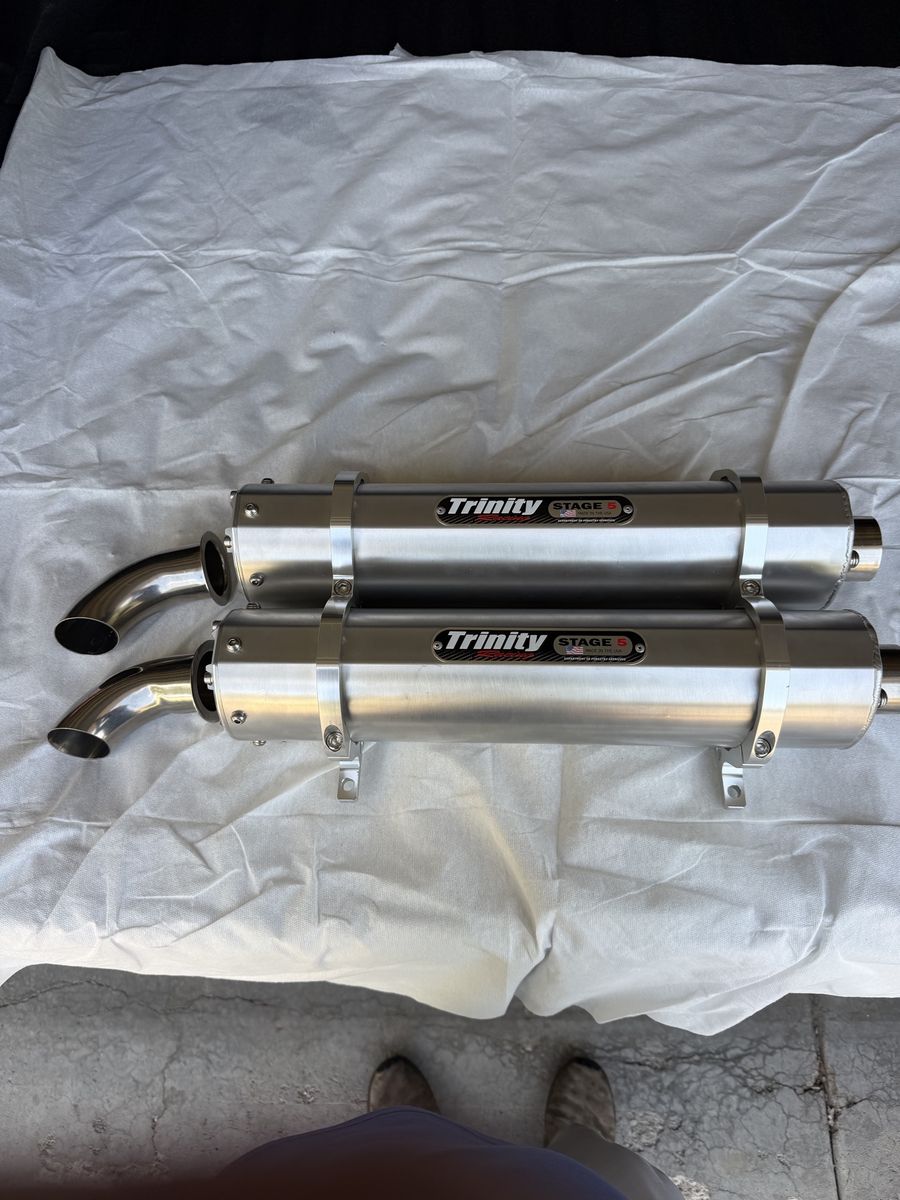Trinity Racing Stage 5 Dual Exhaust Mufflers / Canisters - No Mid-Pipe OBO