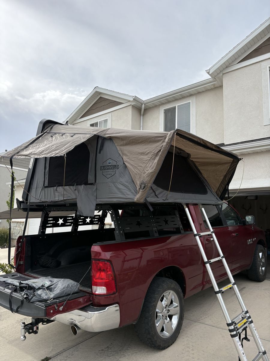 Roof top tent with rack and awning