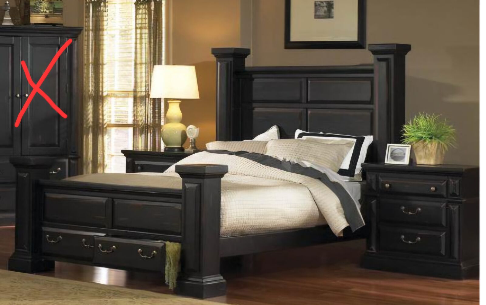 King Size Progressive Furniture Torreon Bedset in Antique Black with Mattress Included