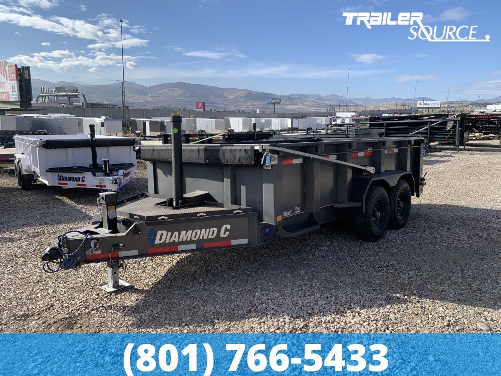 7x14 Diamond C LPT 207 Dump Trailer - 32" Sides - 15.5K GVWR - 14 Ply Tires, Long Arm Tarp