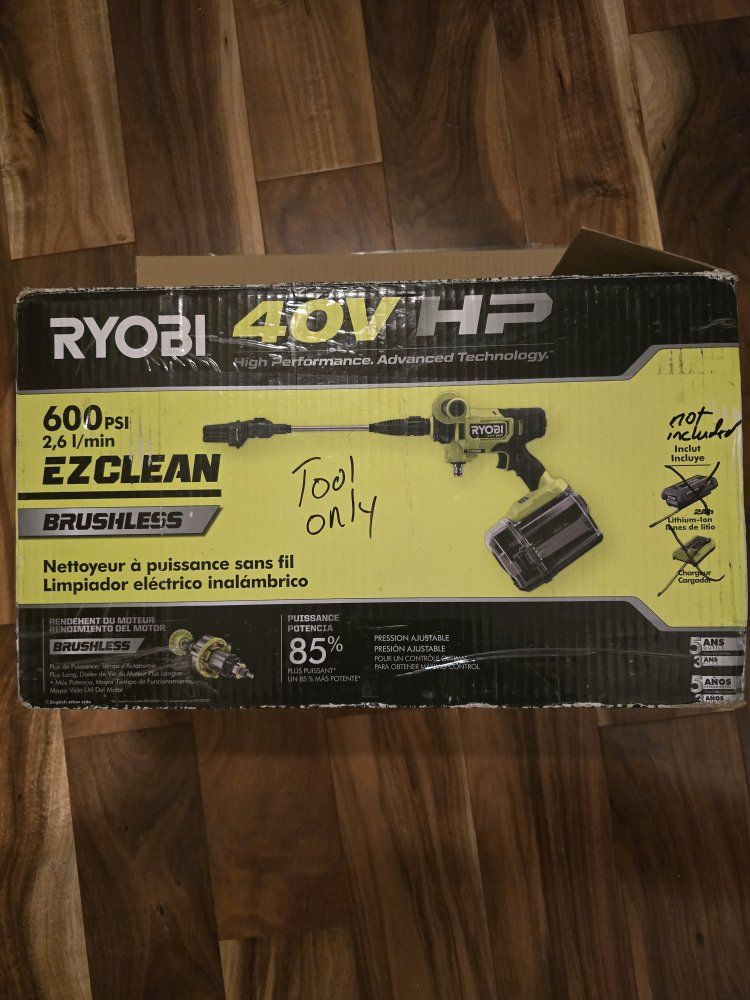 Ryobi 40V HP EZClean Brushless Power Cleaner 600 PSI (Tool Only) RY124050VNM