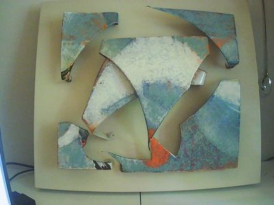 Unique 3-D Brutalist MCM Metal Wall Art Collage Mounted on Wood Frame, Signed