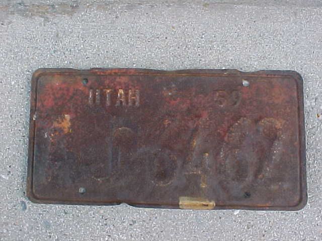 1959 utah single license plate