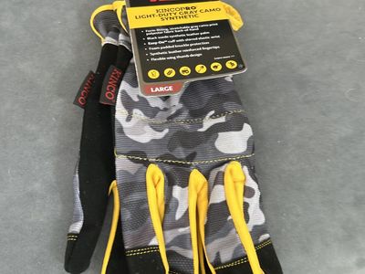 KincoPro Light-Duty Gray Camo Synthetic Work Gloves Size Large