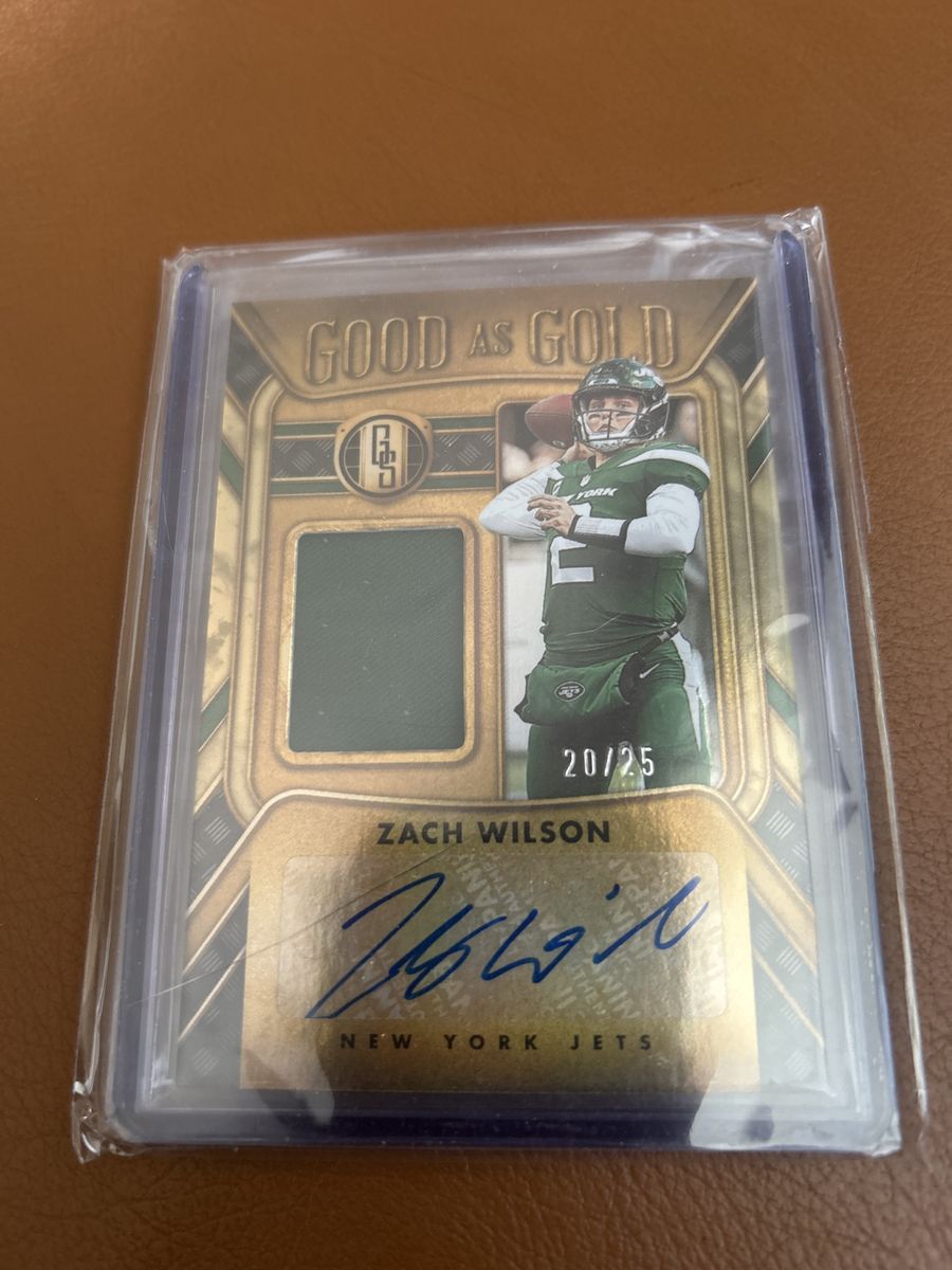 2021 Panini Gold Standard Zach Wilson Auto Patch #20/25 New York Jets Football Card Hand Signed Certified BYU Cougars
