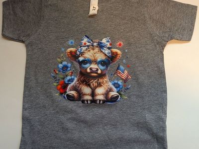 Patriotic Highland Cow 2T T-Shirt