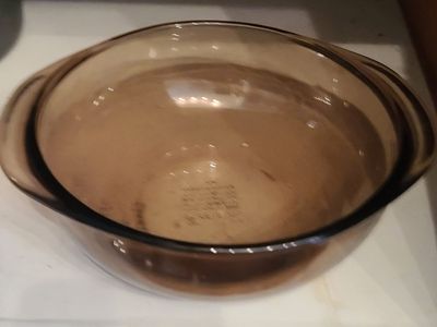 Vintage PYREX 023 Amber Glass Round 2 Qt Casserole Dish No Lid 7-3/4”W x 2-3/4”T