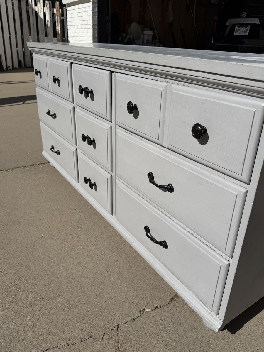 Grey solid wood dresser