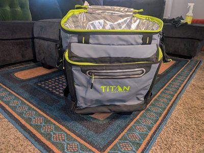 Titan Deep Freeze 60 Can Wheeled Cooler with Detachable Cart - Gray/Lime