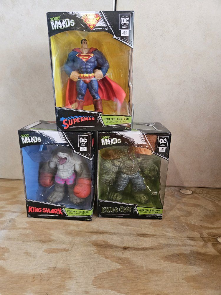 McFarlane Toys DC Direct Todd's MoDs Vinyl Figure Lot - Superman, King Shark & Killer Croc