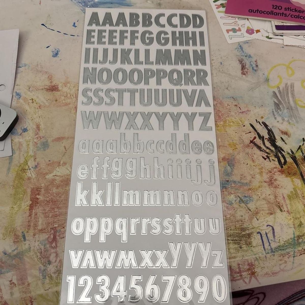 Alphabet & Number Stickers - Silver, Self-Adhesive for Crafts & Scrapbooking