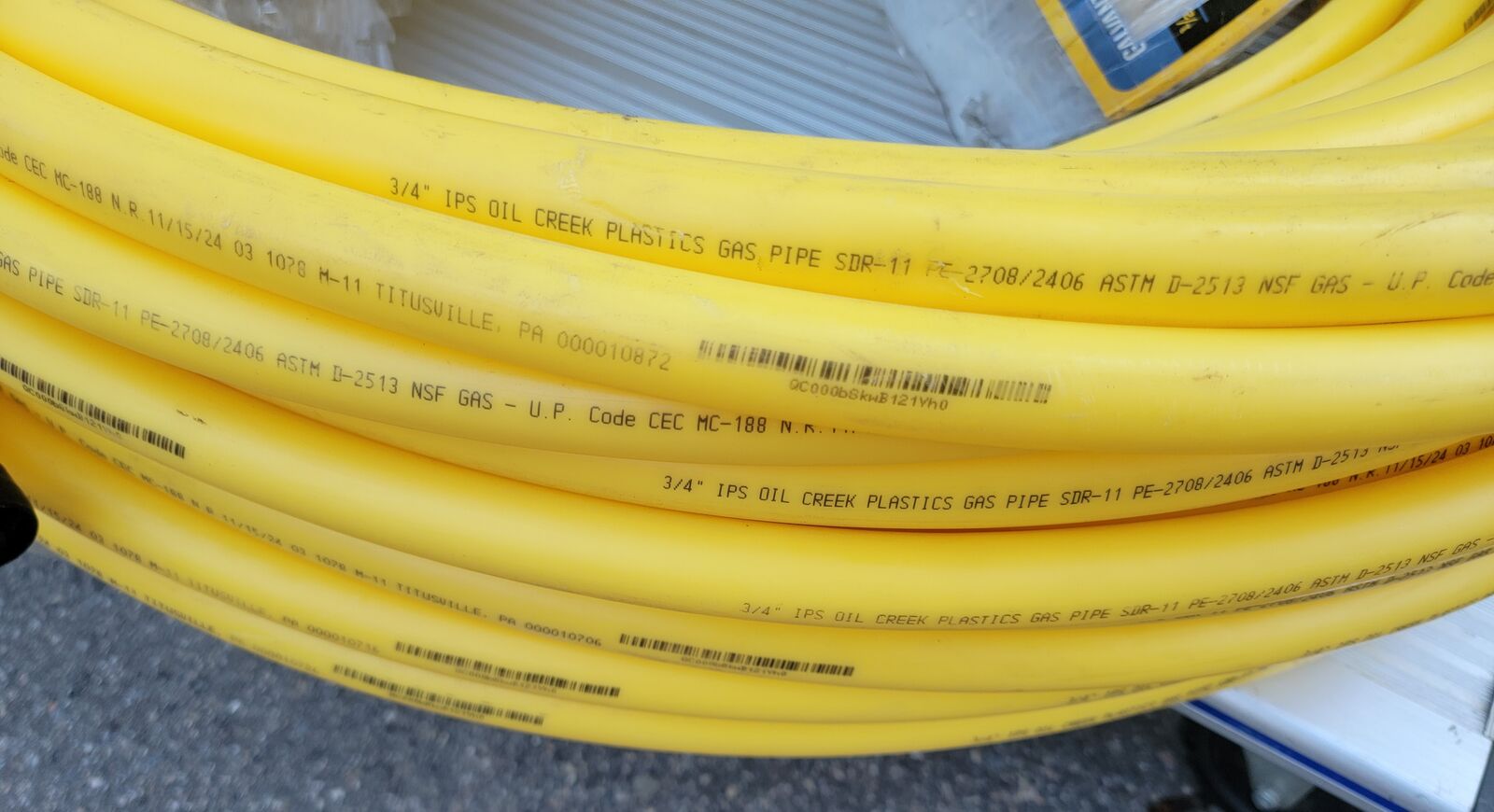 New Creek Plastics 3/4 in. IPS x 250 ft. DR 11 Underground Yellow Polyethylene Gas Pipe