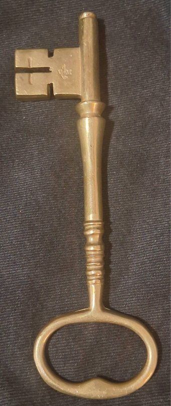 Vintage Brass Skeleton Key with Hallmark Stamp