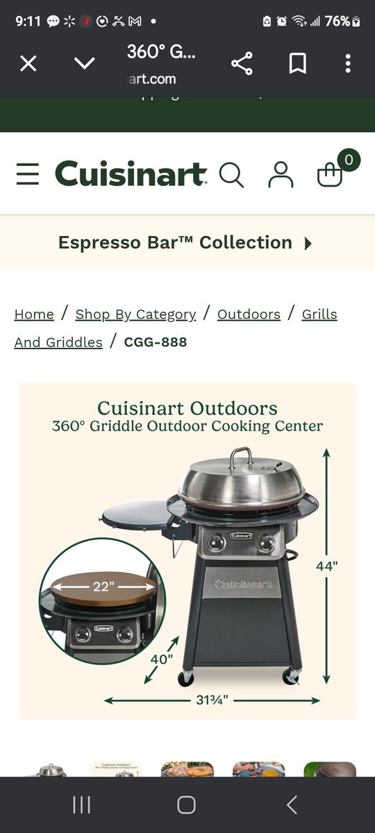 CUISINART  360 deg. Griddle Outdoor Coking Center