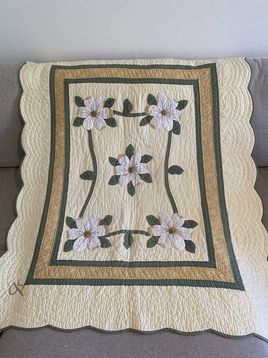 Vintage Donna Sharp Magnolia Cotton Quilted Throw