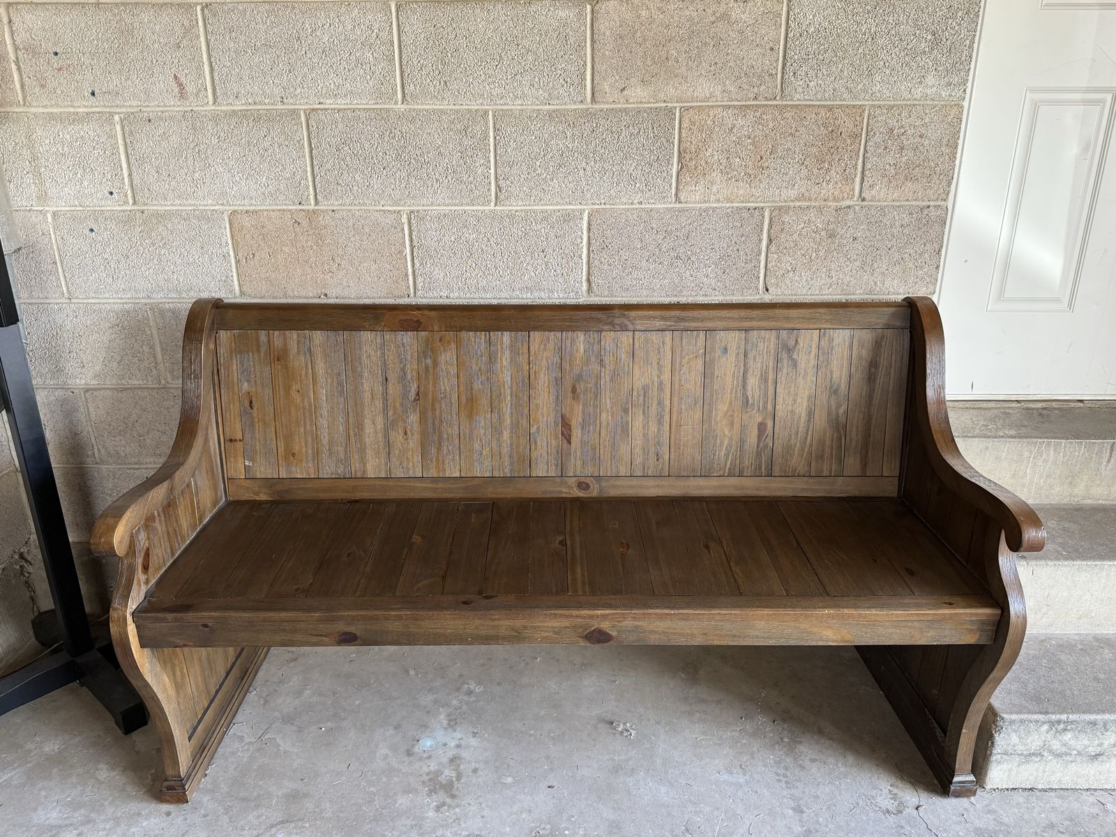 Wooden Entryway Bench, Farmhouse Style Settee, Solid Wood Seating