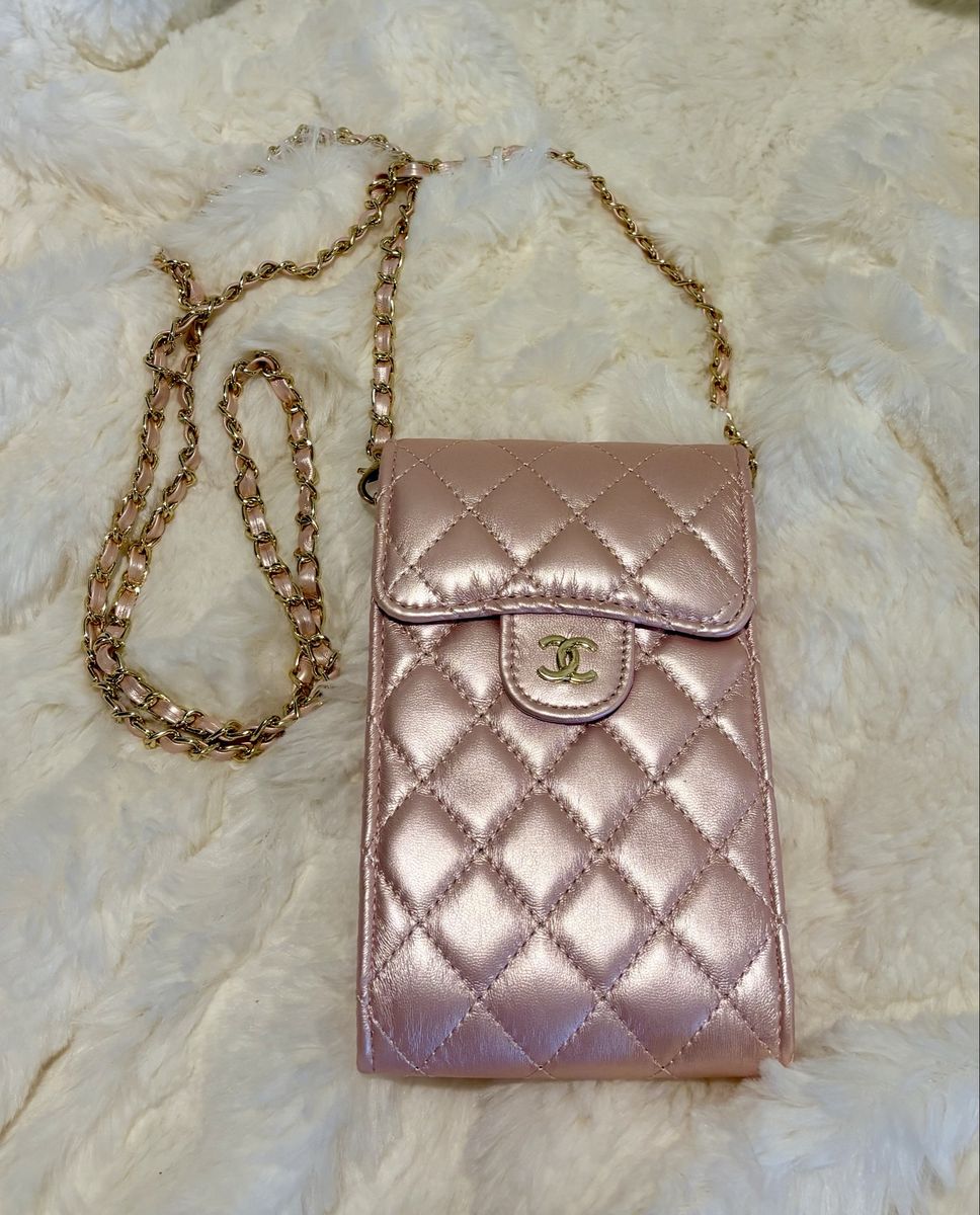 Baby Pink CC Inspired Designer Phone Bag NIB