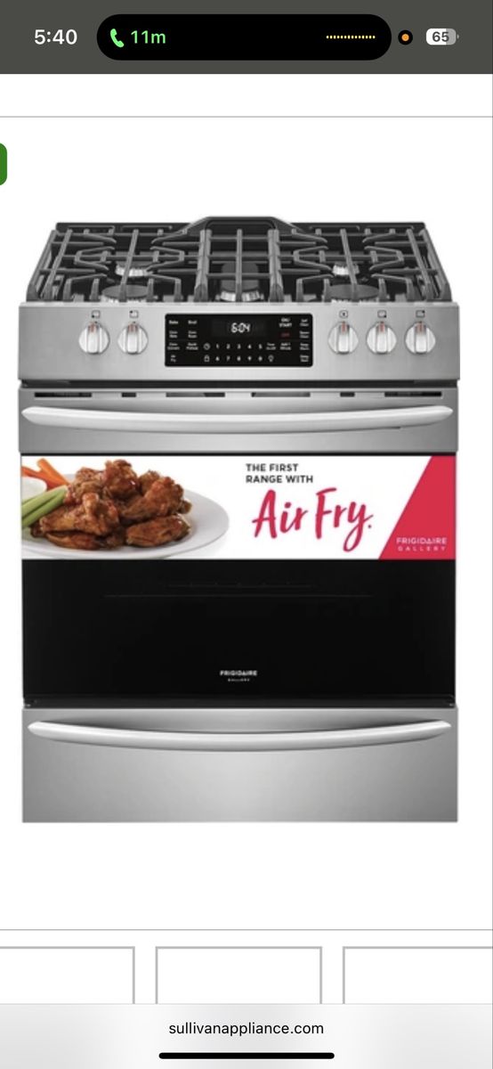 Frigidaire Gallery Gas Range with Air Fry Stainless Steel and range hood BRAND NEW in box