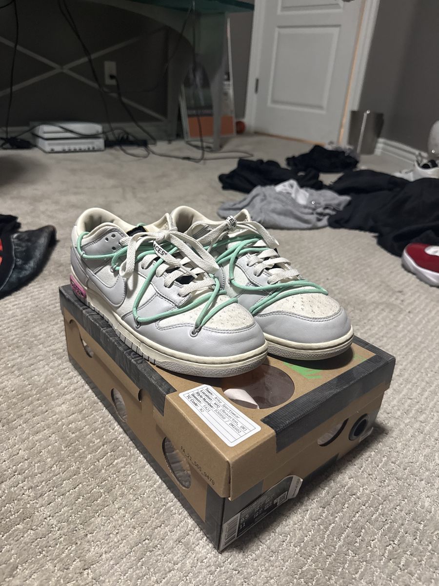 Nike Dunk Low Off-White Lot 36 Grey/Mint Green Men's Size 9.5