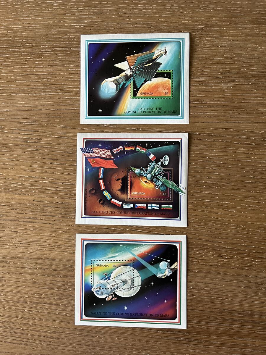 Saluting the coming exploration of Mars Space Stamps - 3 total - NEW