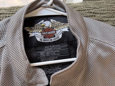 Harley-Davidson Men's Mesh Riding Jacket - Grey with Orange/Black Racing Stripe 2XL