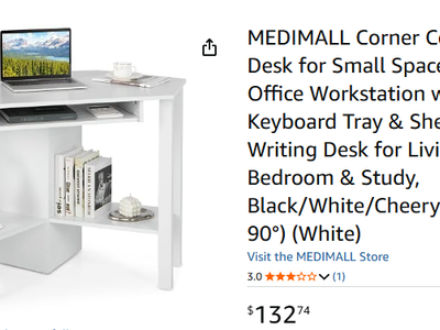 New in Box - MEDIMALL Corner Computer Desk, Workstation with Keyboard Tray & Shelf, Study White