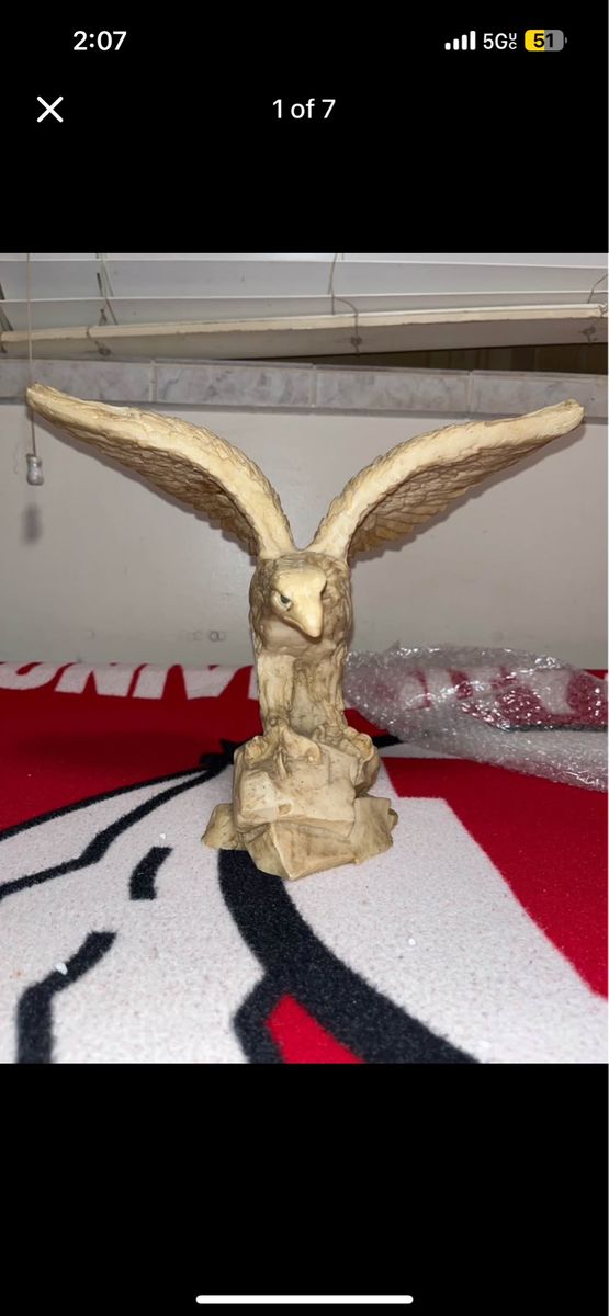Vintage Hand-Carved Eagle Figurine, Collectible Statue