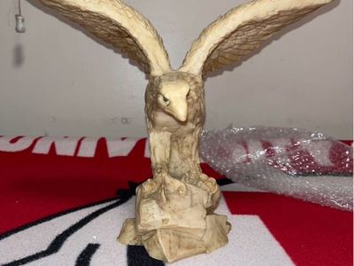 Vintage Hand-Carved Eagle Figurine, Collectible Statue