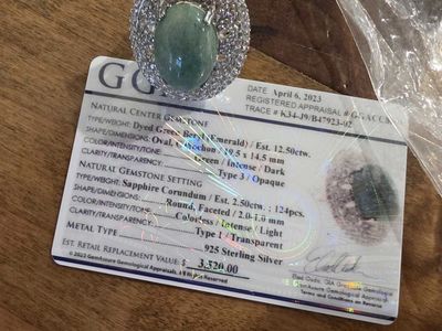 sterling silver dried green emerald and sapphire ring