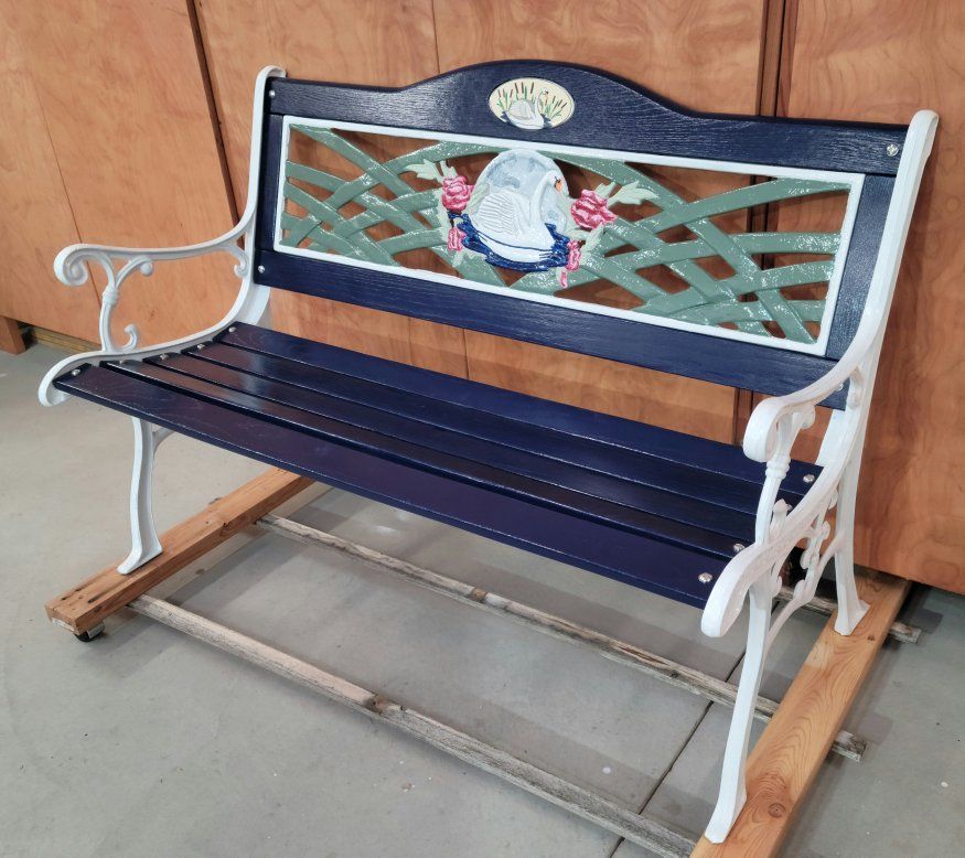 Beautifully Restored Swan Wrought-iron Bench