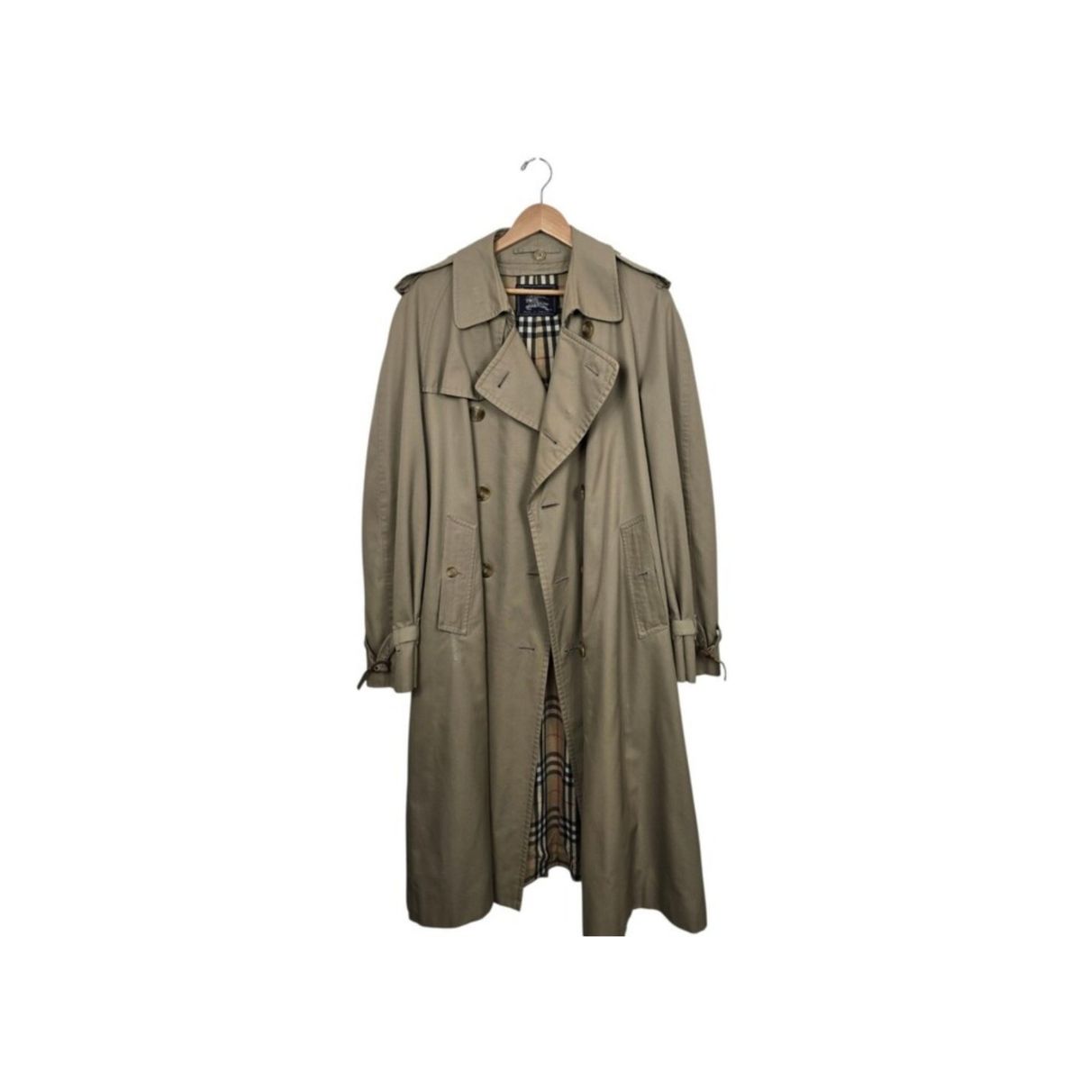 Vintage Burberry Made in England Trench Coat 54 REG Belted Zip Wool Liner Khaki