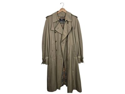 Vintage Burberry Made in England Trench Coat 54 REG Belted Zip Wool Liner Khaki