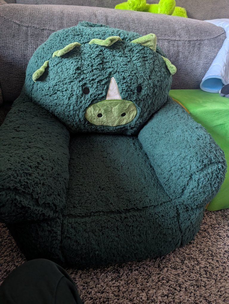 Plush Green Dinosaur Toddler Armchair