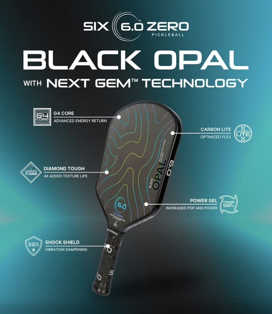 Six Zero Pickleball Paddles BLACK OPAL On Sale Now