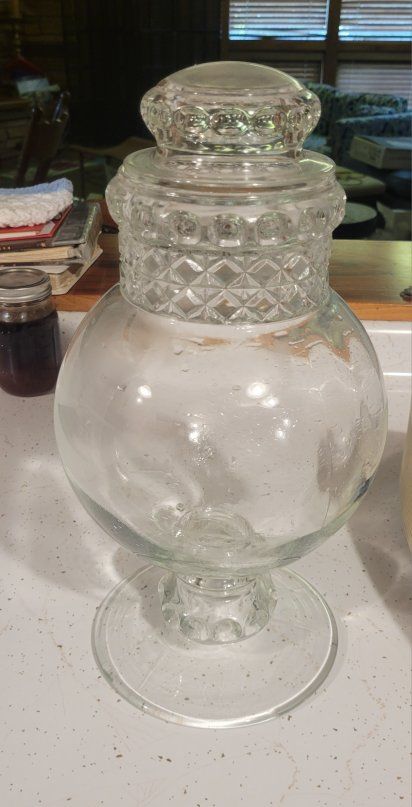 Vintage Clear Glass Apothecary Jar with Lid Decorative Storage