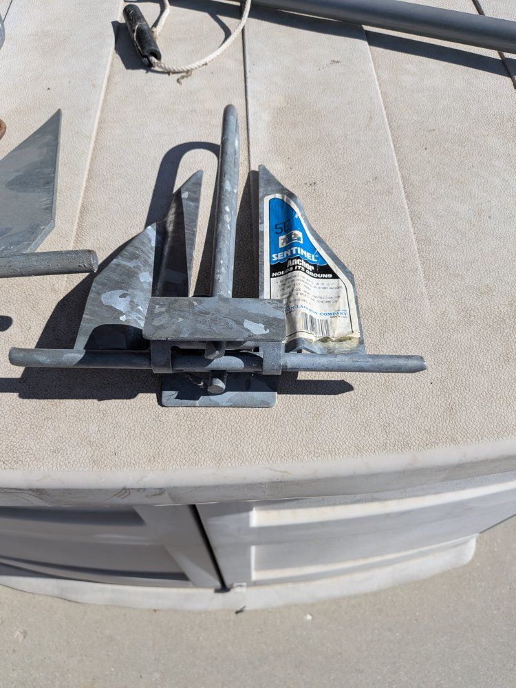 Sentinel Anchor, galvanized steel fluke anchor with chain, boat anchor