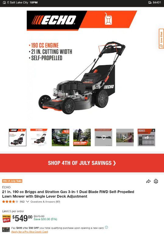 New Echo Lawn Mower