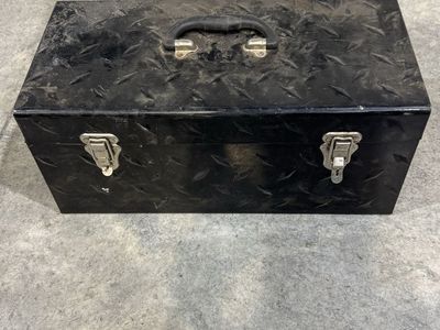 Black Metal Diamond Plate Tool Box - Sturdy Storage Solution