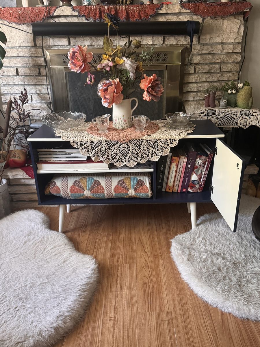 Mid-Century Modern Style Painted Media Console & TV Stand with Storage Cabinet