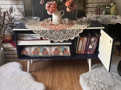 Mid-Century Modern Style Painted Media Console & TV Stand with Storage Cabinet
