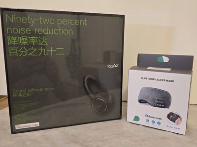 Brand New Noise Cancelling Headphones + Bluetooth Sleep Mask – Sealed